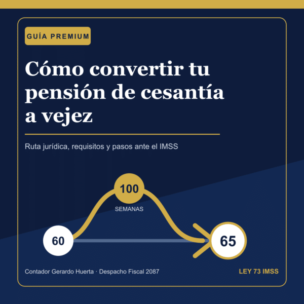 Portada de la guía premium para convertir una pensión de cesantía a vejez bajo la Ley 73 del IMSS